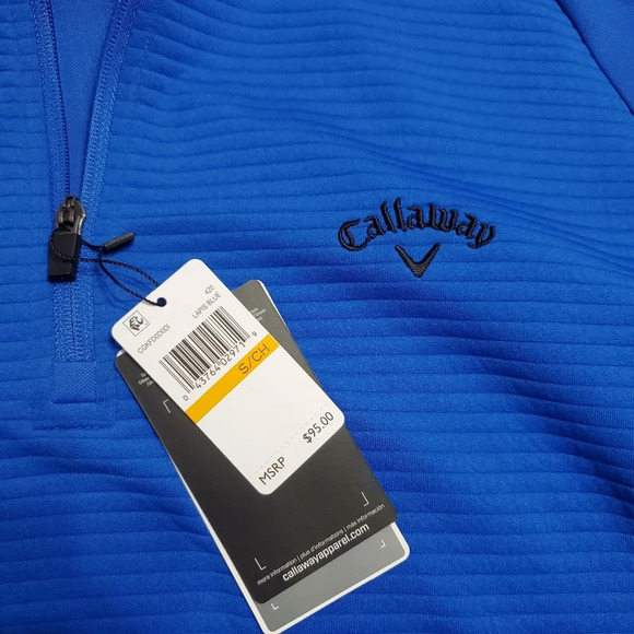 NWT Callaway Men's Textured Stripe 1/4 Zip Golf Pullover Sweater S - Picture 6 of 9